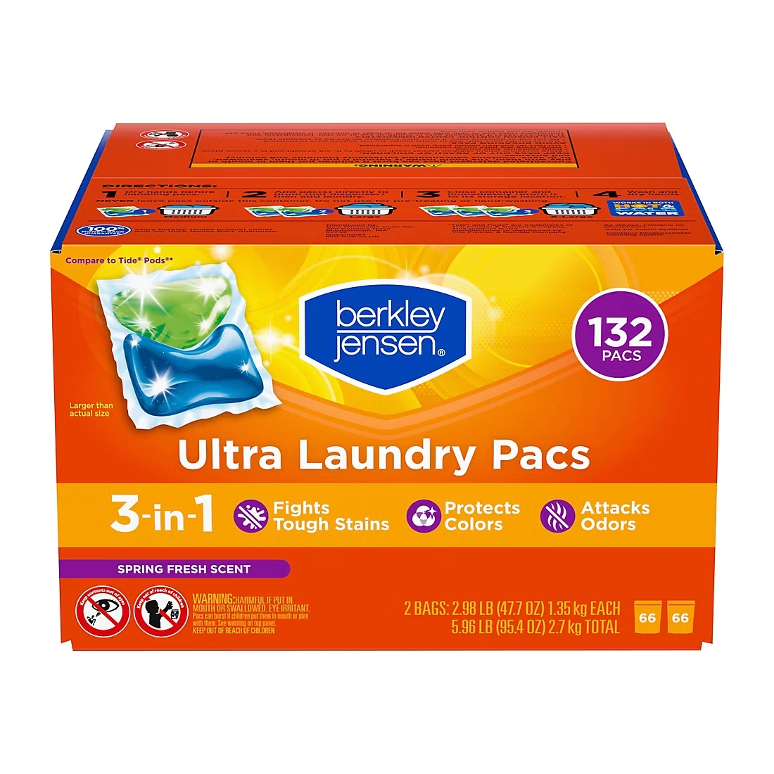 Berkley Jensen Ultra Laundry Pacs - Spring Fresh Scent, 132 ct.