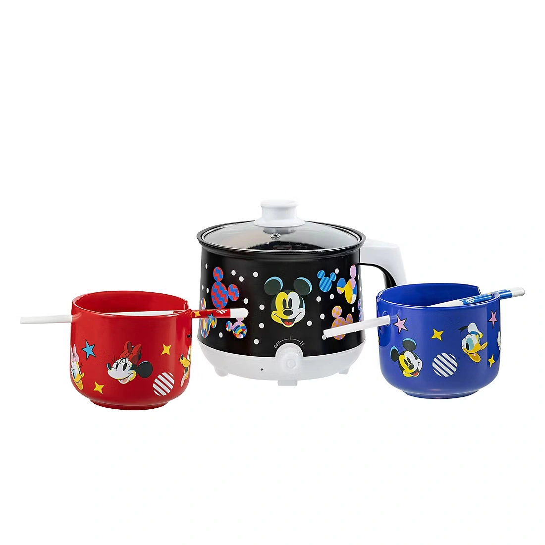 Uncanny Brands Disney Mickey Mouse Hot Pot with Ramen Bowls
