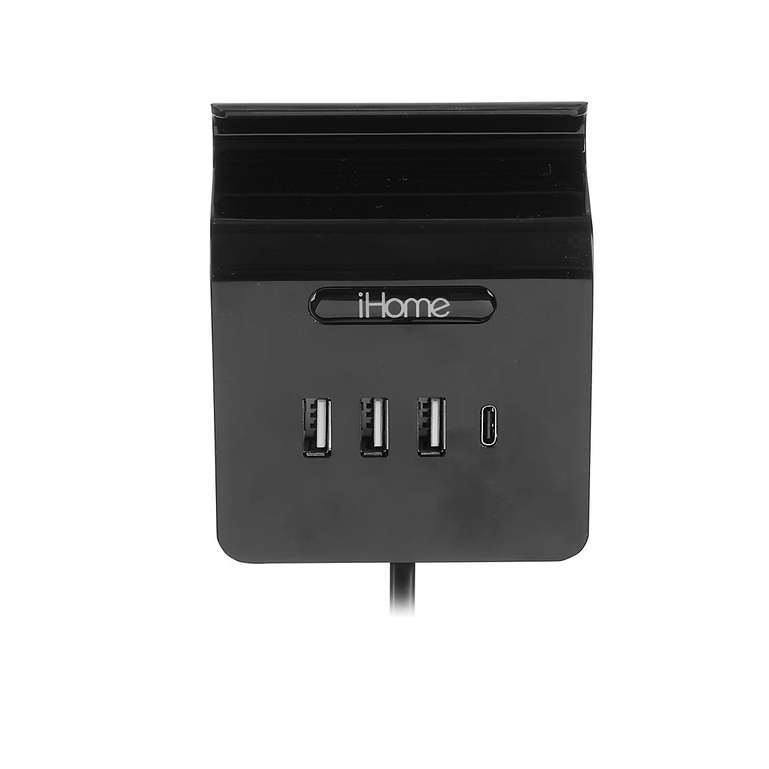 iHome 4 Port USB Charging Hub with Phone Holder- Black