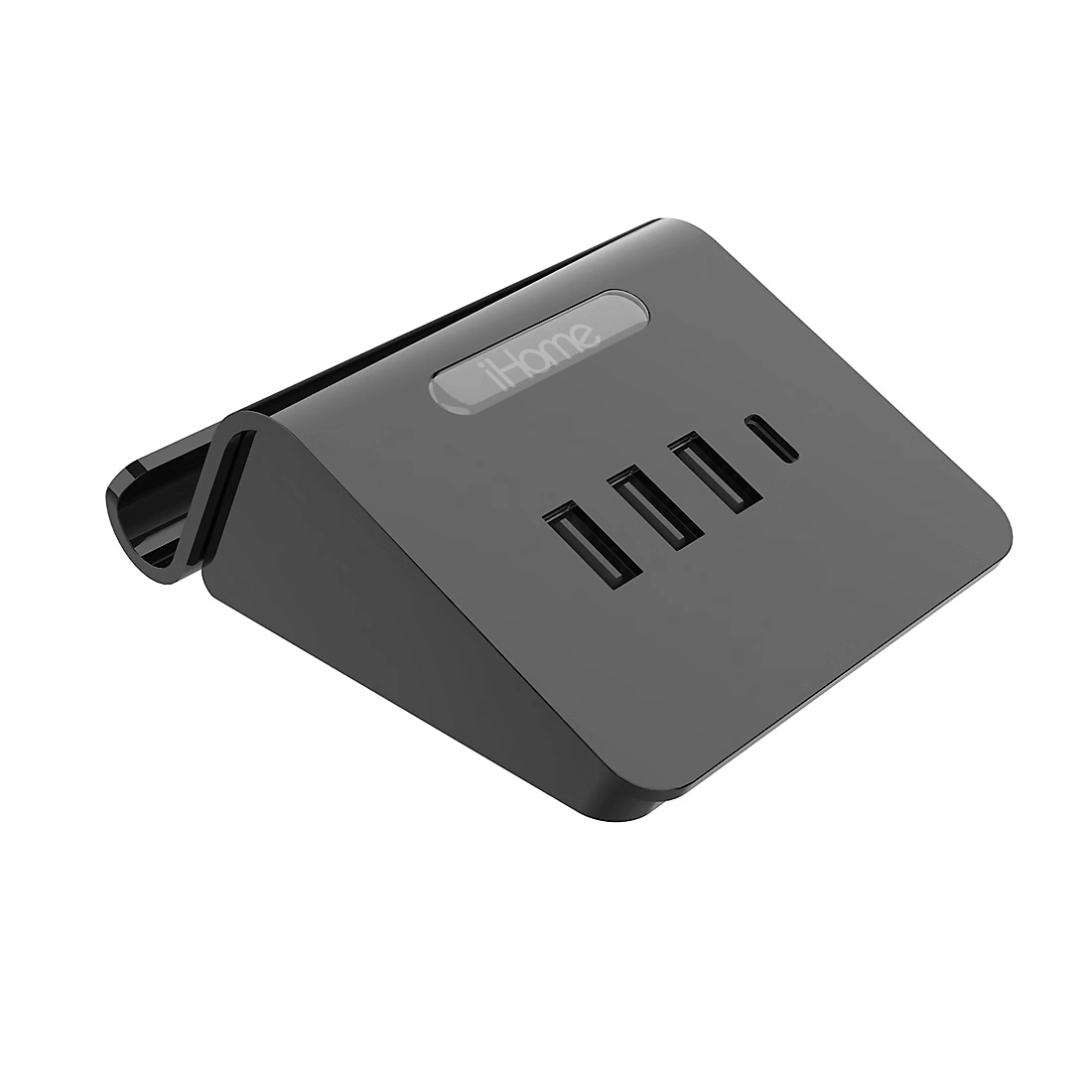 iHome 4 Port USB Charging Hub with Phone Holder- Black