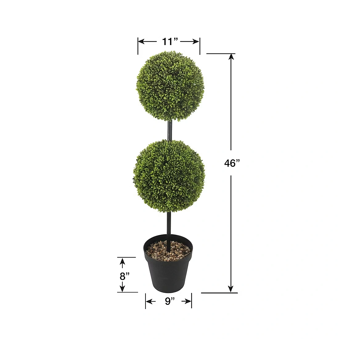 46\" Double Ball UV Coated Boxwood Topiary with Pot