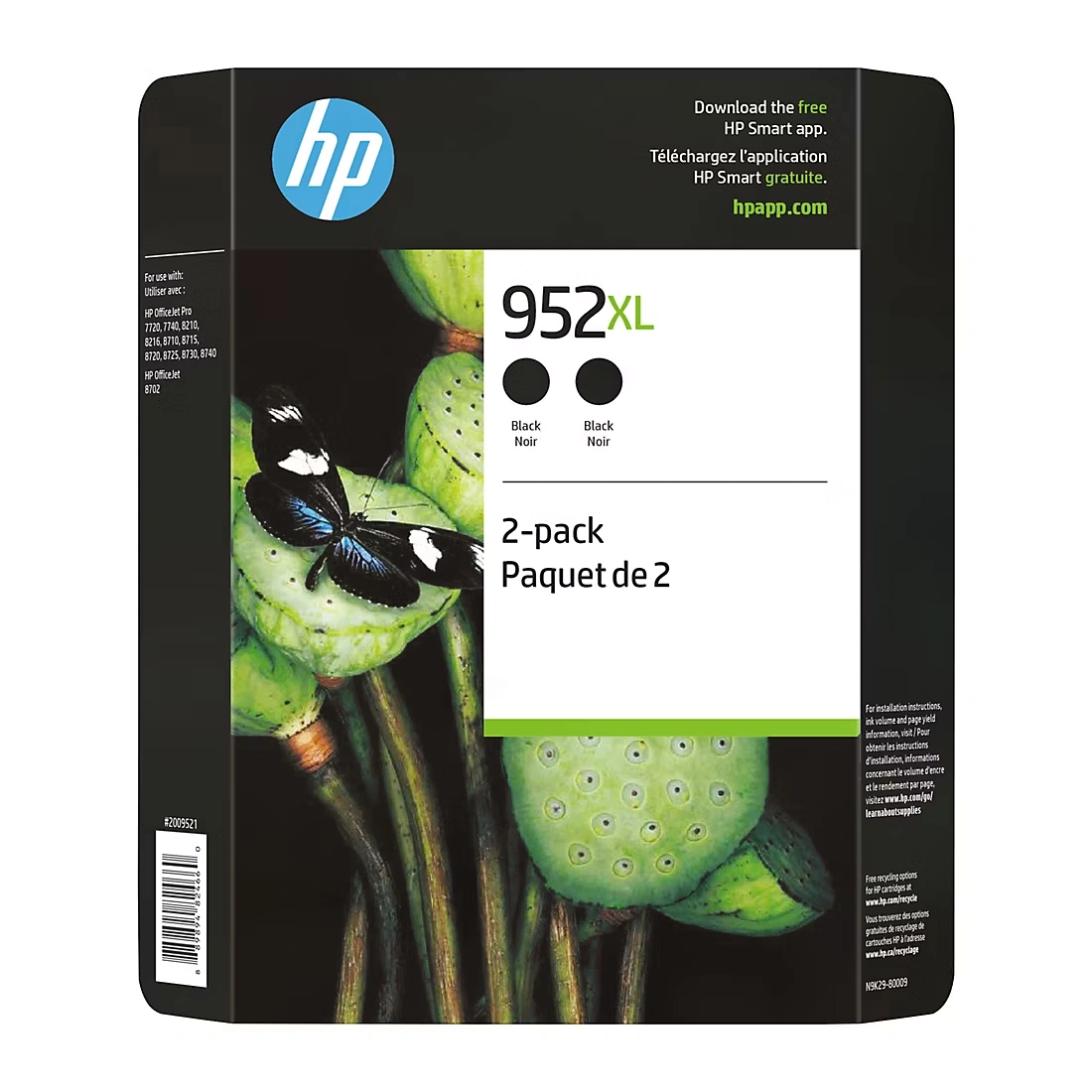 HP 952XL 2 pk. High-Yield Ink Cartridge - Black - Instant Ink Eligible
