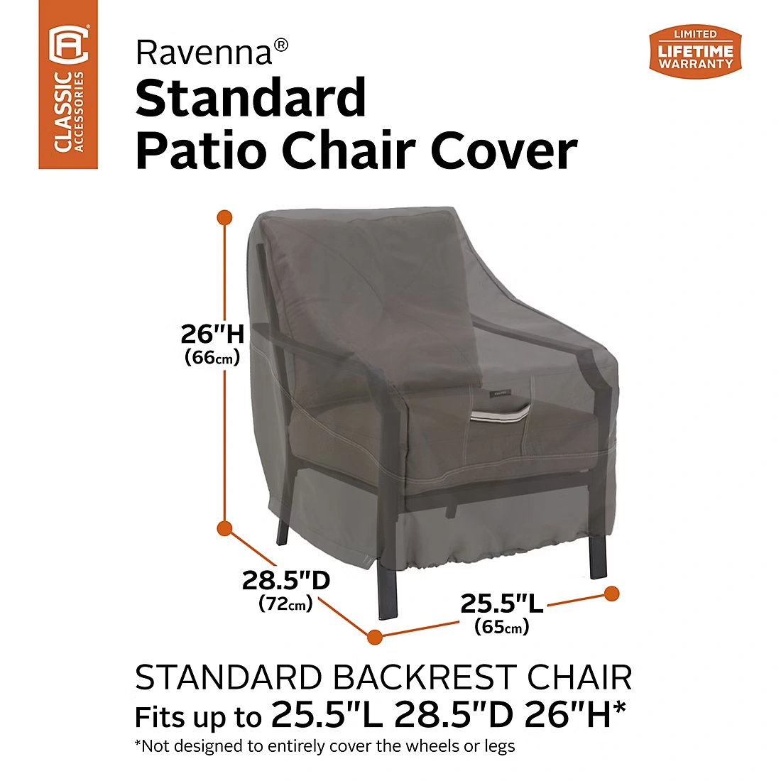 Classic Accessories Ravenna Standard Patio Chair Cover - Dark Taupe/Mushroom/Espresso 4 Classic Accessories Ravenna Standard Patio Chair Cover - Dark Taupe/Mushroom/Espresso