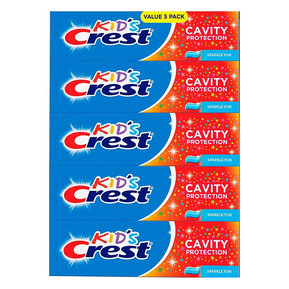 Crest Kids Cavity Protection Toothpaste, Sparkle Fun Flavor, For Ages 3+, 5 pk./4.6 oz.