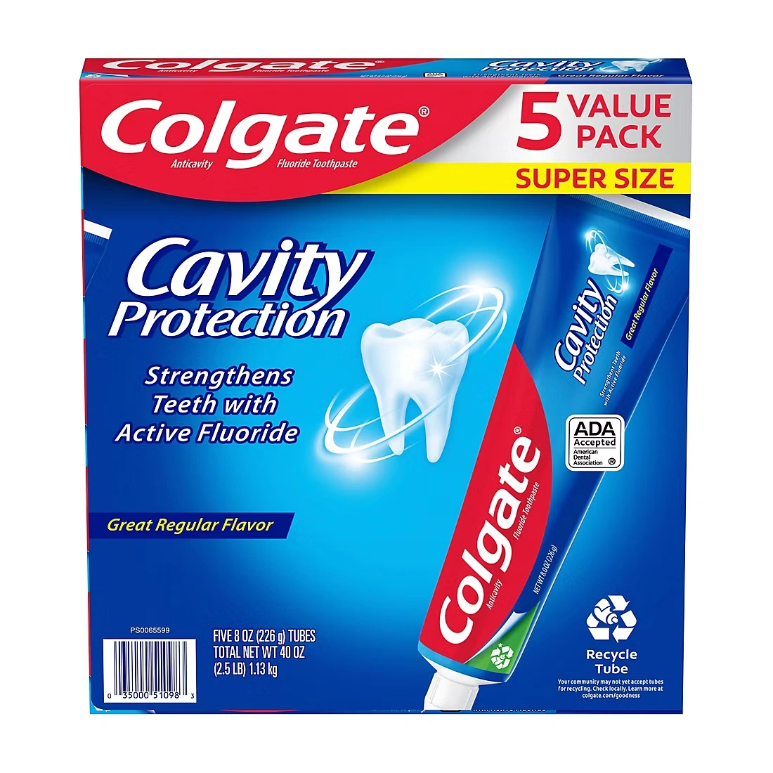 Colgate Cavity Protection Toothpaste with Fluoride, 5 pk./8 oz. - Regular Flavor