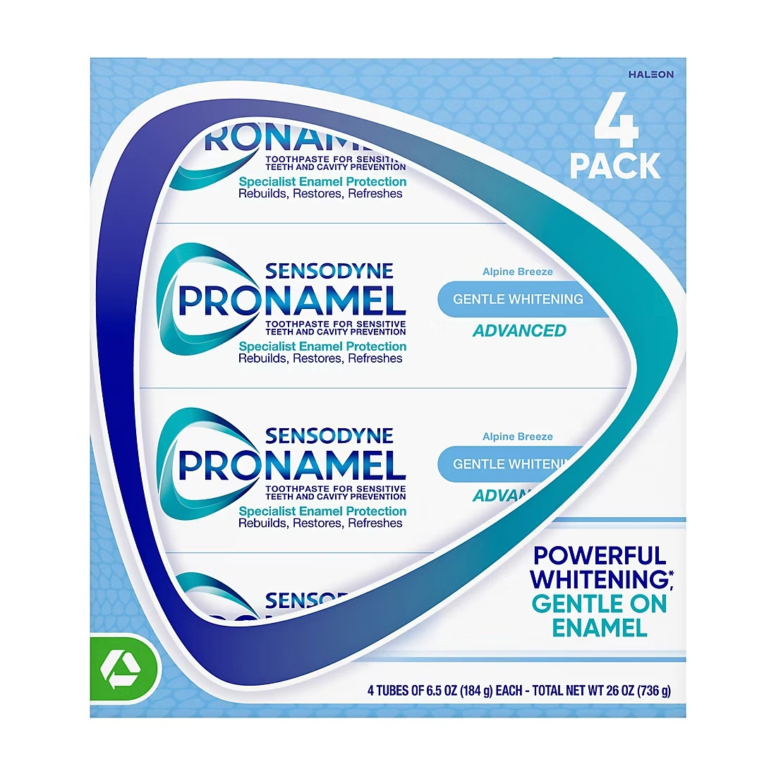 Sensodyne Pronamel Gentle Whitening Advanced Toothpaste for Sensitive Teeth and Cavity, 4 pk./6.5 oz.