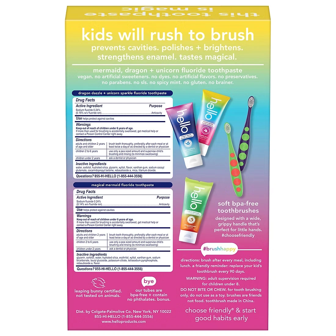 Hello Kids Toothpaste and Kids Toothbrush Variety Pack