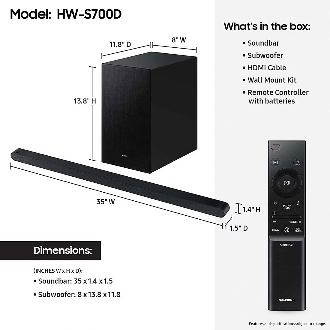 Samsung HW S700D 3.1ch Ultra slim Wireless Soundbar with Dolby Atmos