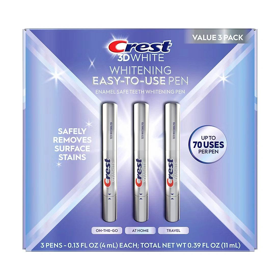 Crest 3DWhite Easy-To-Use Enamel Safe Teeth Whitening Pen, 3 pk.