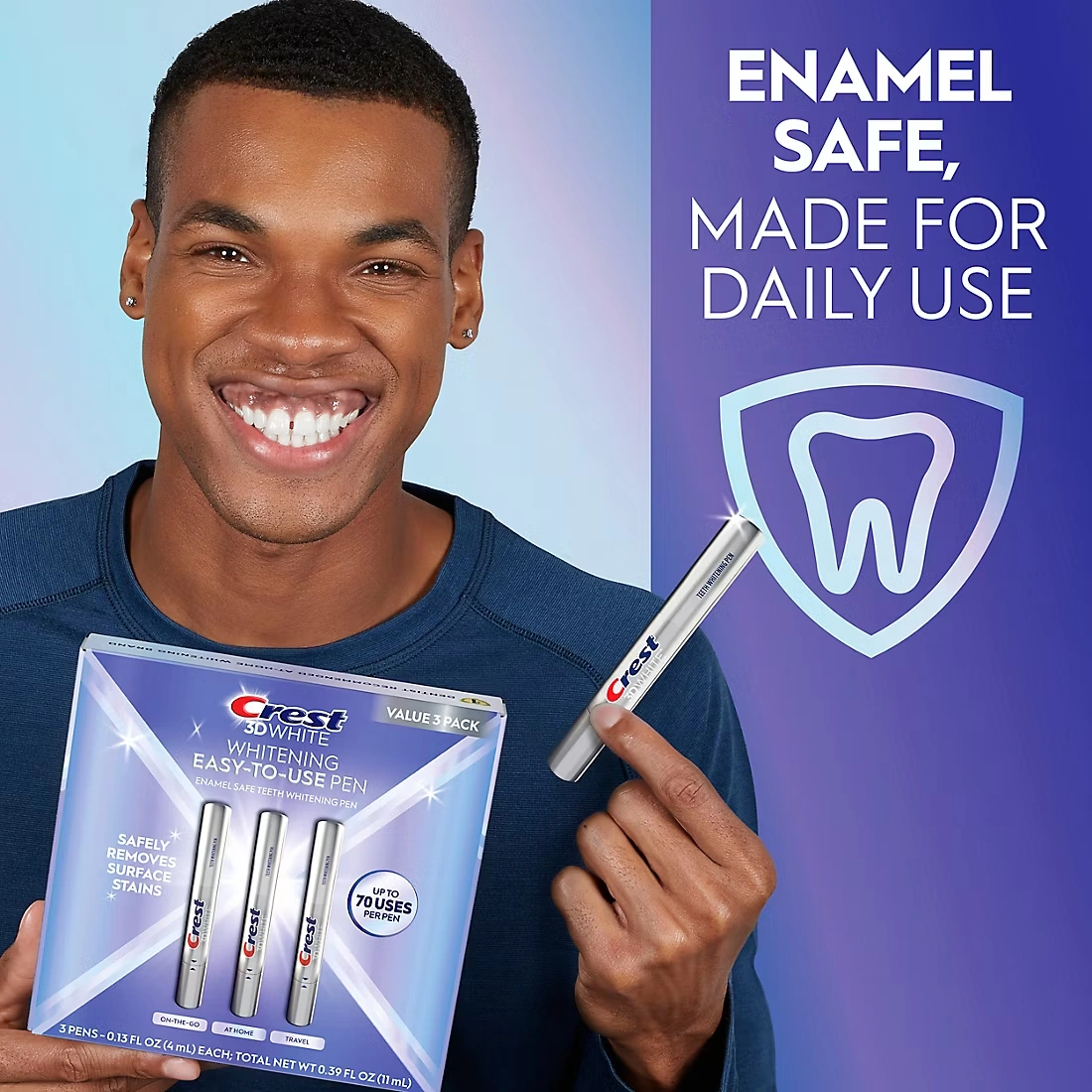 Crest 3DWhite Easy-To-Use Enamel Safe Teeth Whitening Pen, 3 pk.