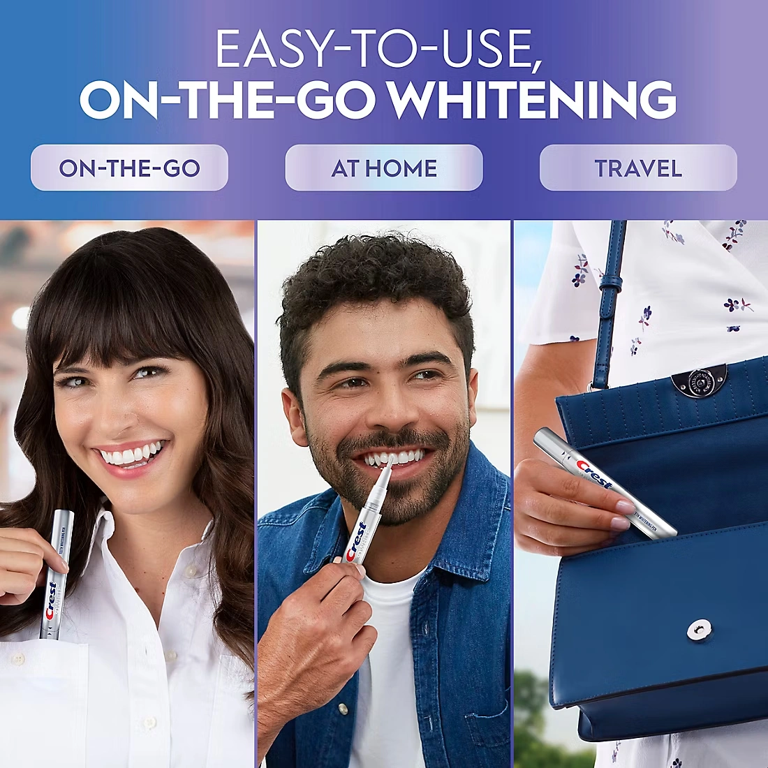 Crest 3DWhite Easy-To-Use Enamel Safe Teeth Whitening Pen, 3 pk.
