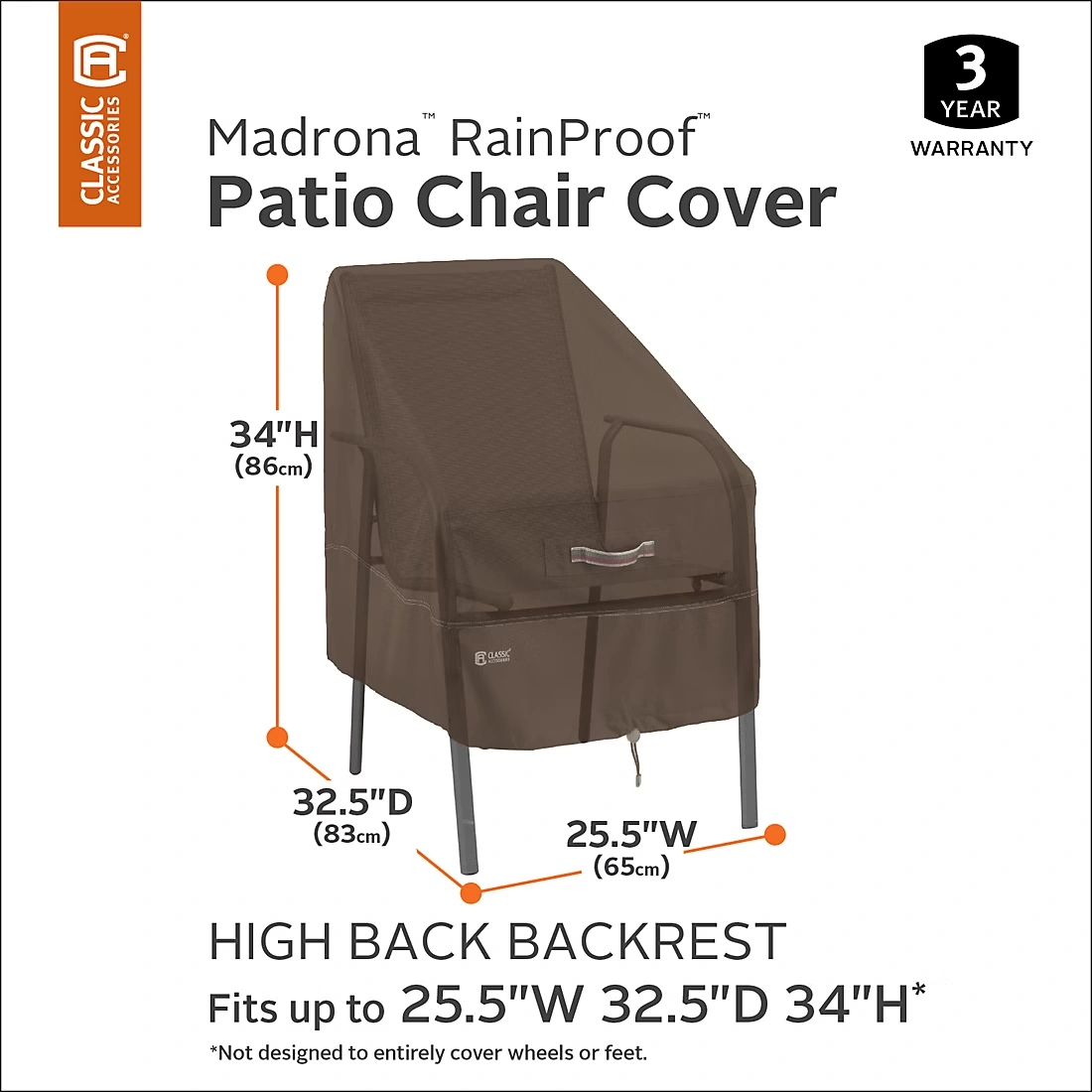 Classic Accessories Madrona High Back Patio Chair Cover