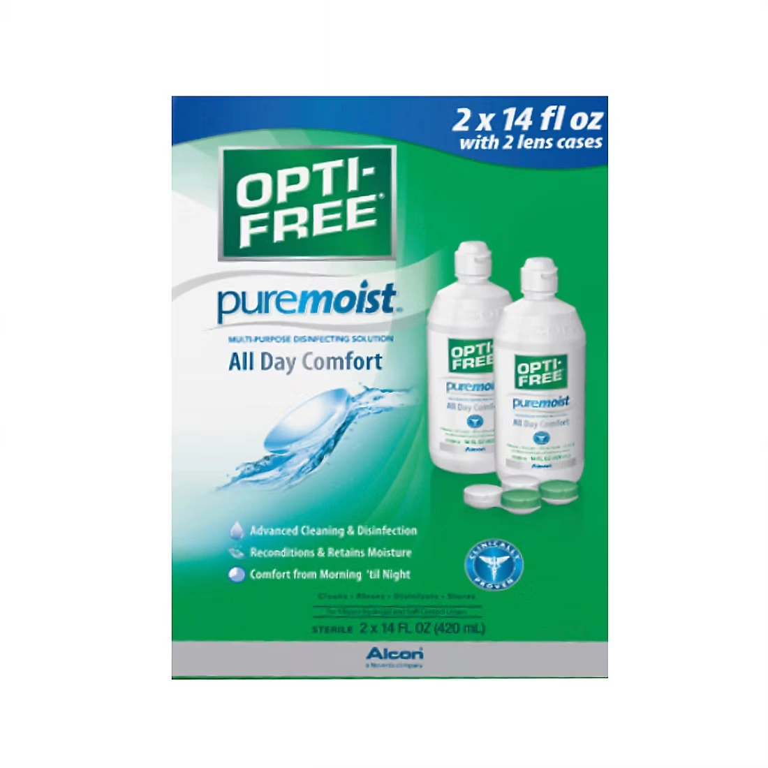Opti-Free PureMoist Contact Lens Care Solution, 2 pk./14 fl. oz. with 2 Lens Cases 1 Opti-Free PureMoist Contact Lens Care Solution, 2 pk./14 fl. oz. with 2 Lens Cases