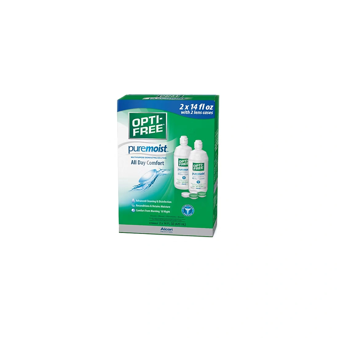 Opti-Free PureMoist Contact Lens Care Solution, 2 pk./14 fl. oz. with 2 Lens Cases 2 Opti-Free PureMoist Contact Lens Care Solution, 2 pk./14 fl. oz. with 2 Lens Cases