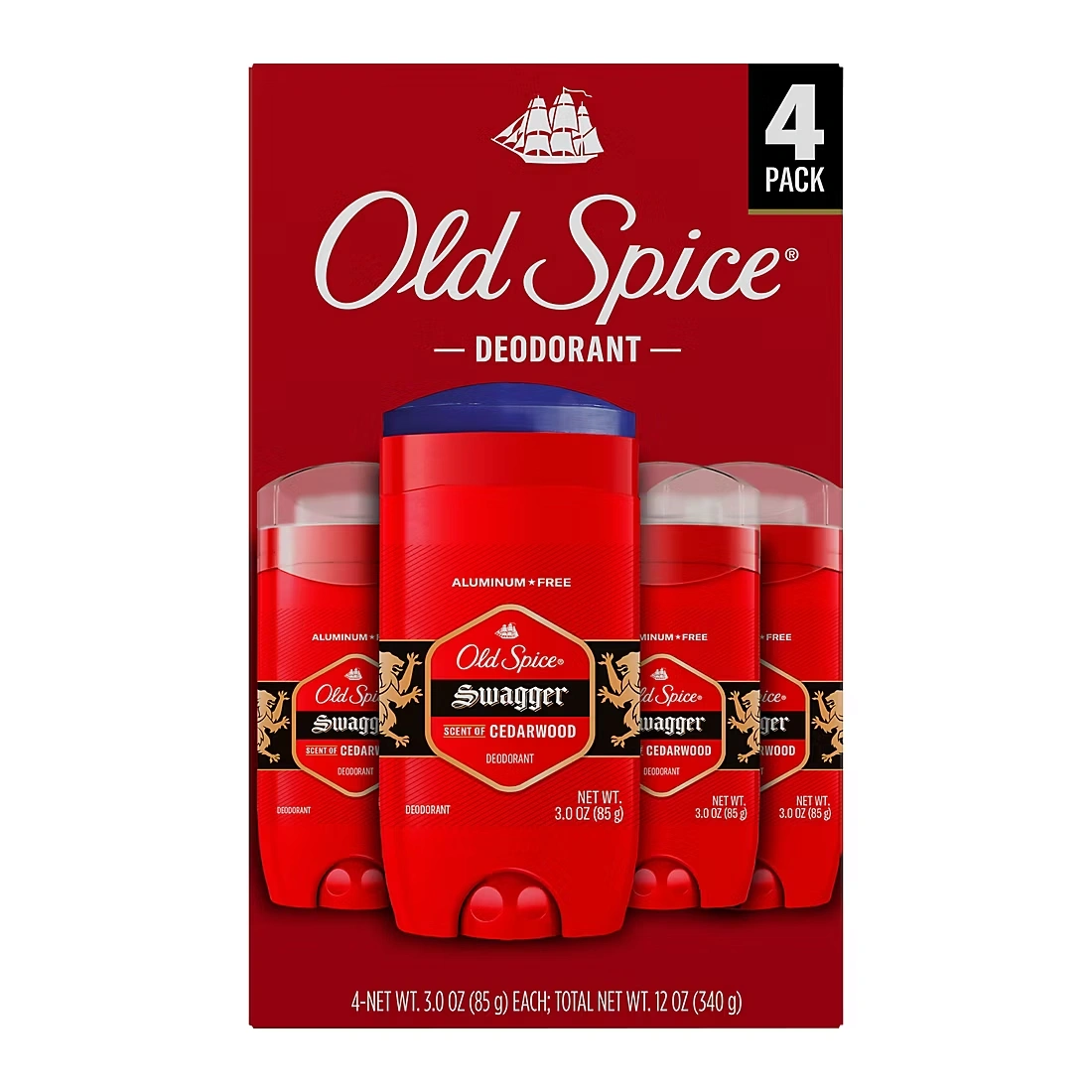 Old Spice Men's Deodorant Aluminum-Free Swagger, 4 pk./3.0 oz.