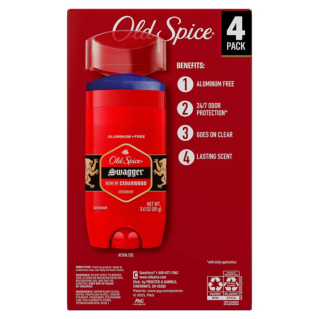 Old Spice Men's Deodorant Aluminum-Free Swagger, 4 pk./3.0 oz.