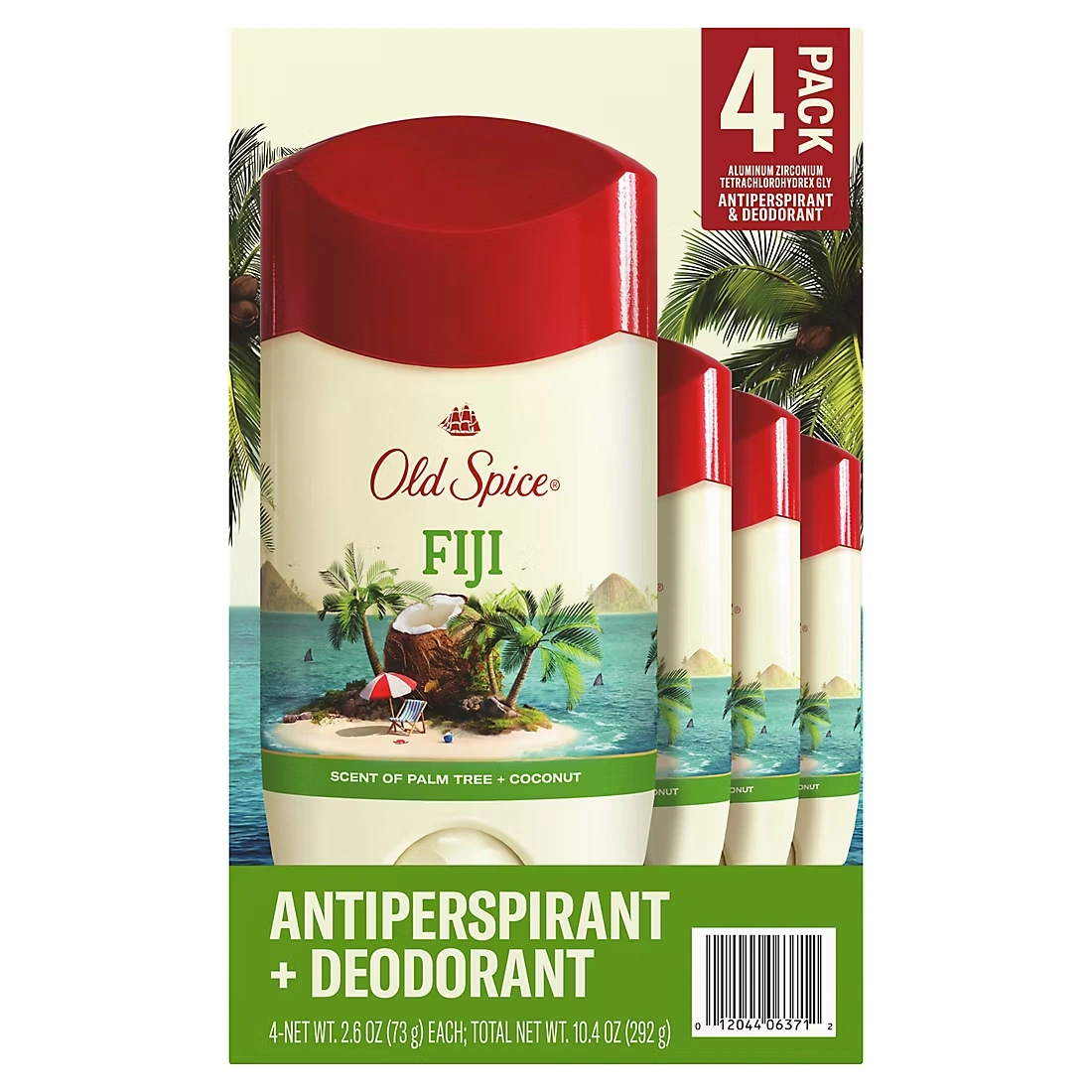 Old Spice Fiji Antiperspirant and Deodorant, Scent of Coconut and Palm Trees, 4 pk./2.6 oz.