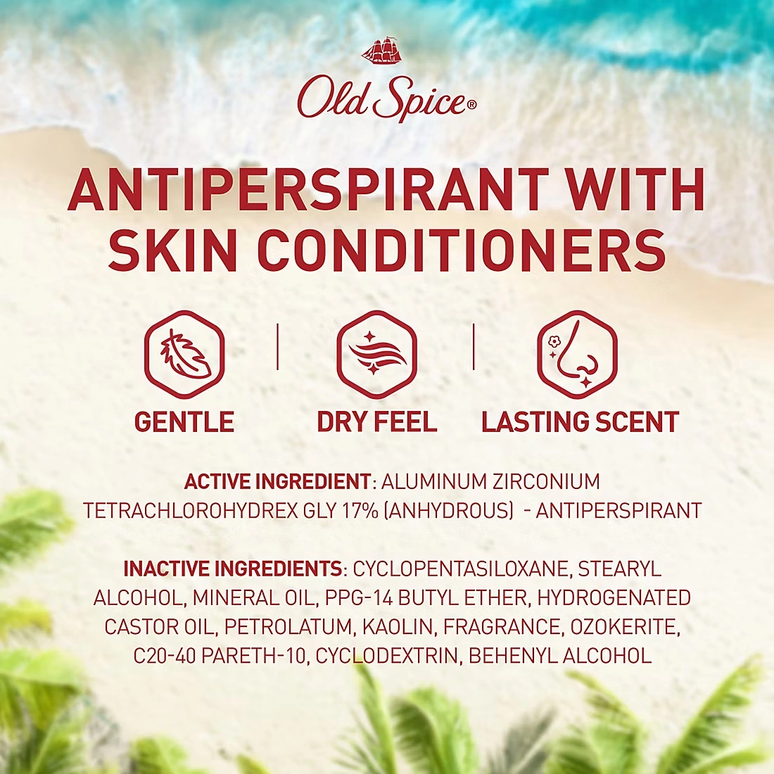 Old Spice Fiji Antiperspirant and Deodorant, Scent of Coconut and Palm Trees, 4 pk./2.6 oz.
