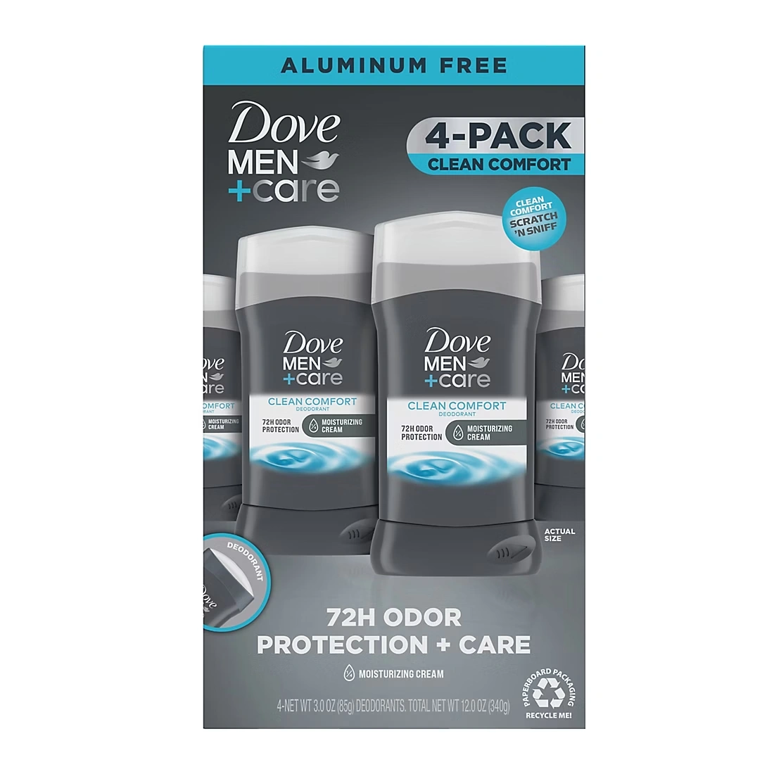 Dove Men+Care Aluminum Free Deodorant for Men Clean Comfort, 4 pk./3 oz.