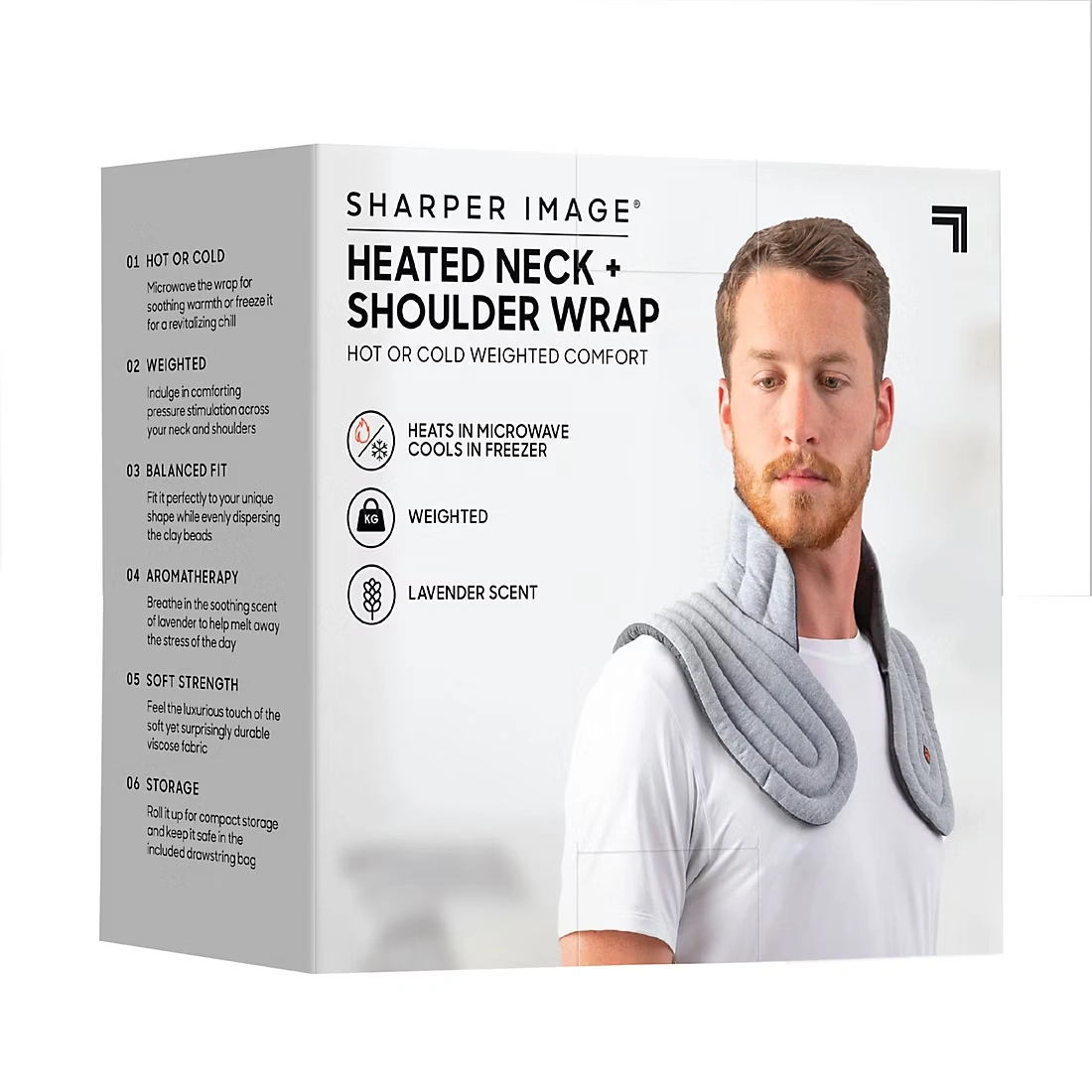 Sharper Image Heated Neck and Shoulder Aromatherapy Wrap, Lavender Scented Hot/Cold