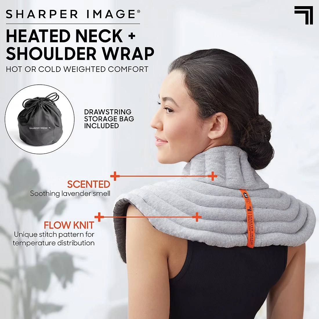 Sharper Image Heated Neck and Shoulder Aromatherapy Wrap, Lavender Scented Hot/Cold