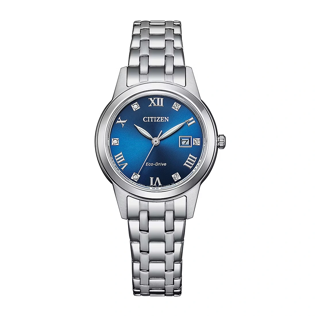 Citizen Classic Stainless Crystal Accent Women's Dress Blue Dial Bracelet Watch
