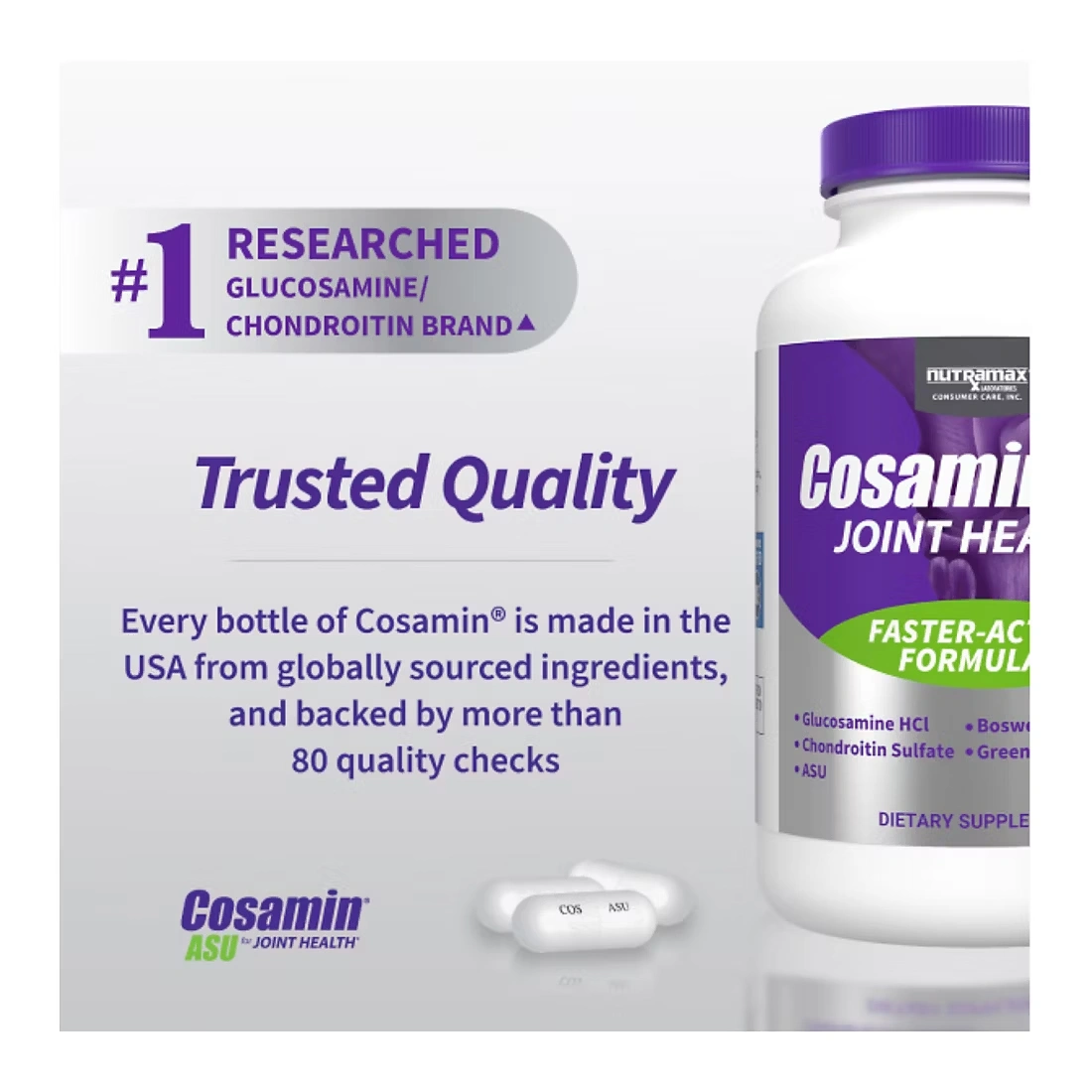 Nutramax Cosamin ASU Joint Health Supplement with Glucosamine, Chondroitin & ASU, 230 ct.