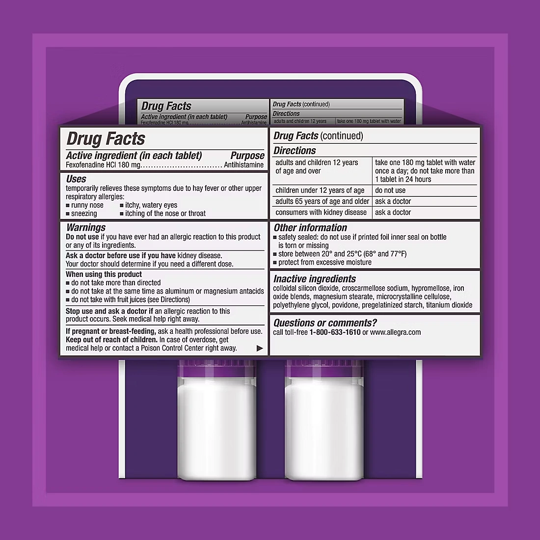 Allegra Allergy Non-Drowsy Tablets, 110 ct.