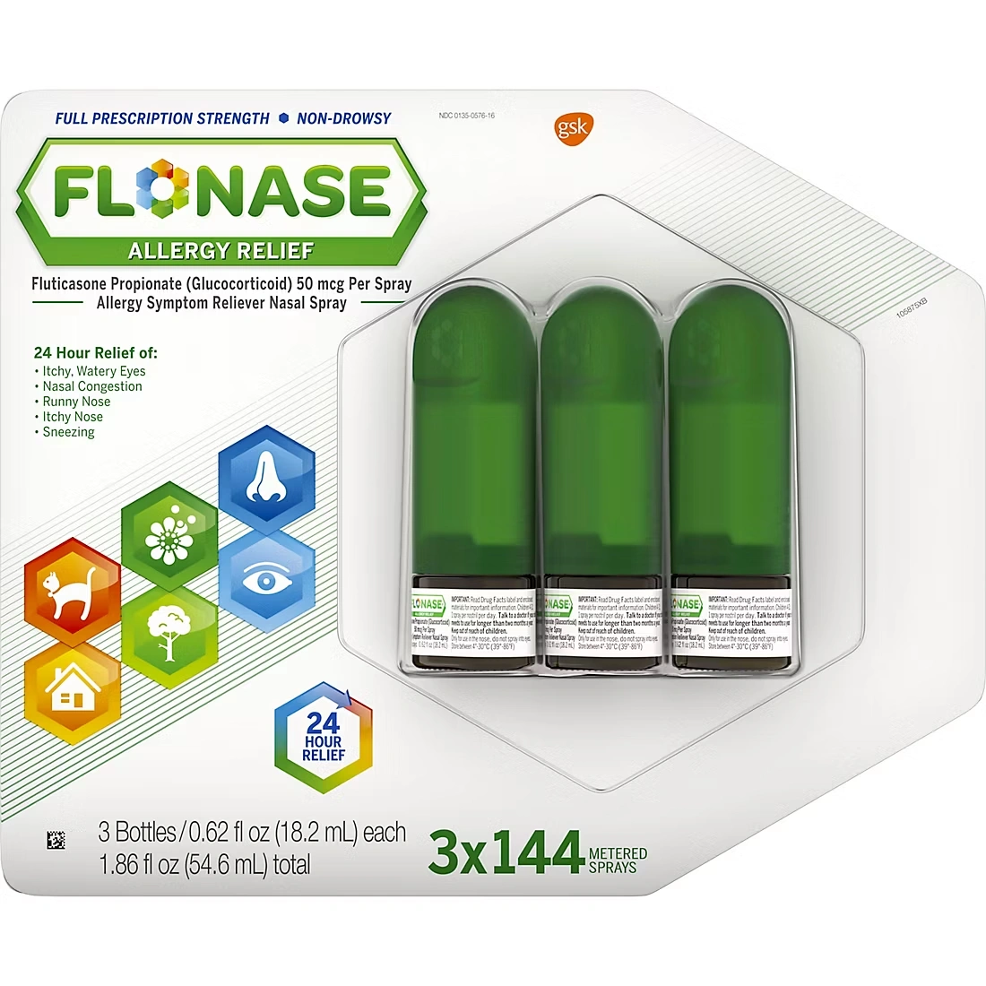 Flonase Allergy Relief Nose Spray, 3 pk./0.62 fl. oz.