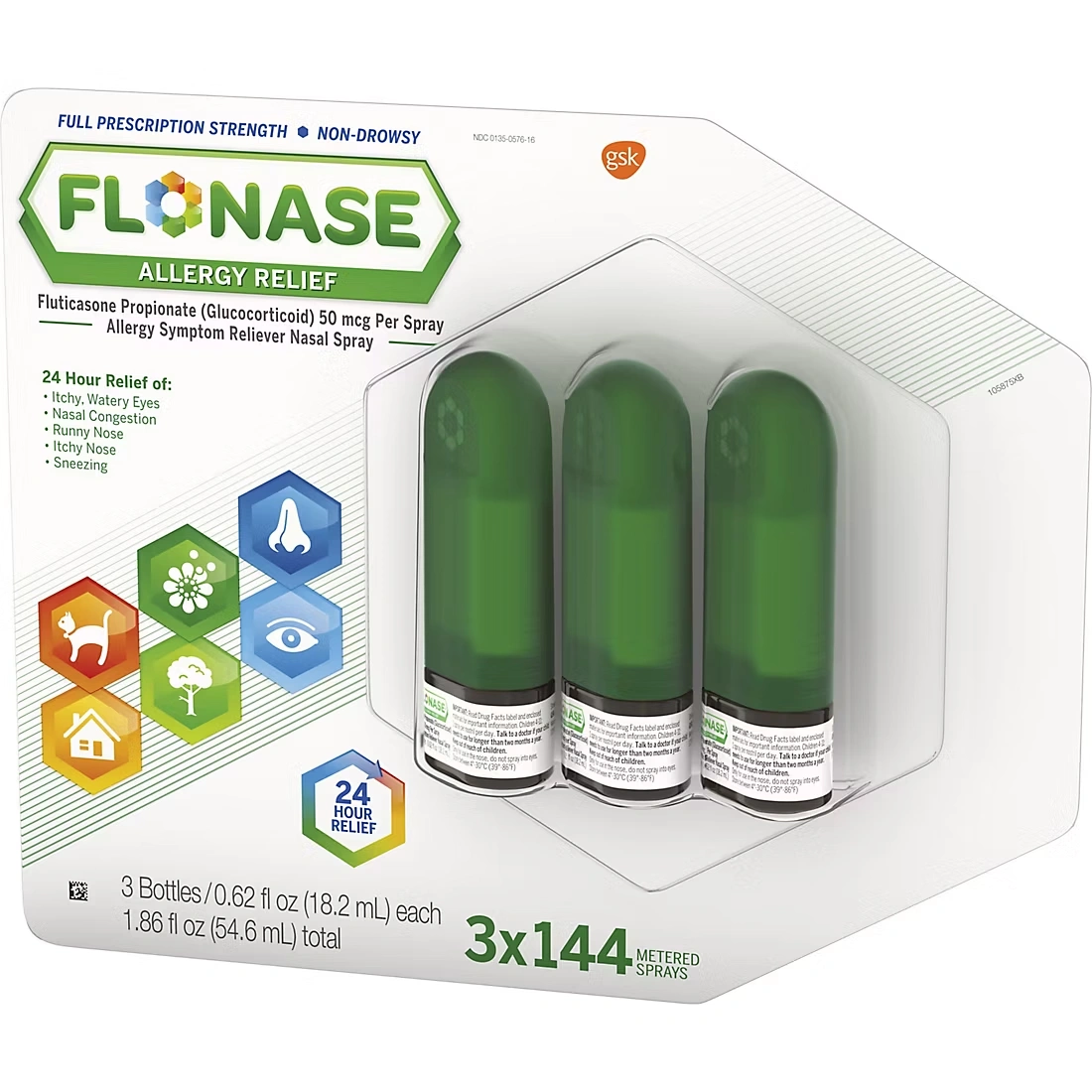 Flonase Allergy Relief Nose Spray, 3 pk./0.62 fl. oz.