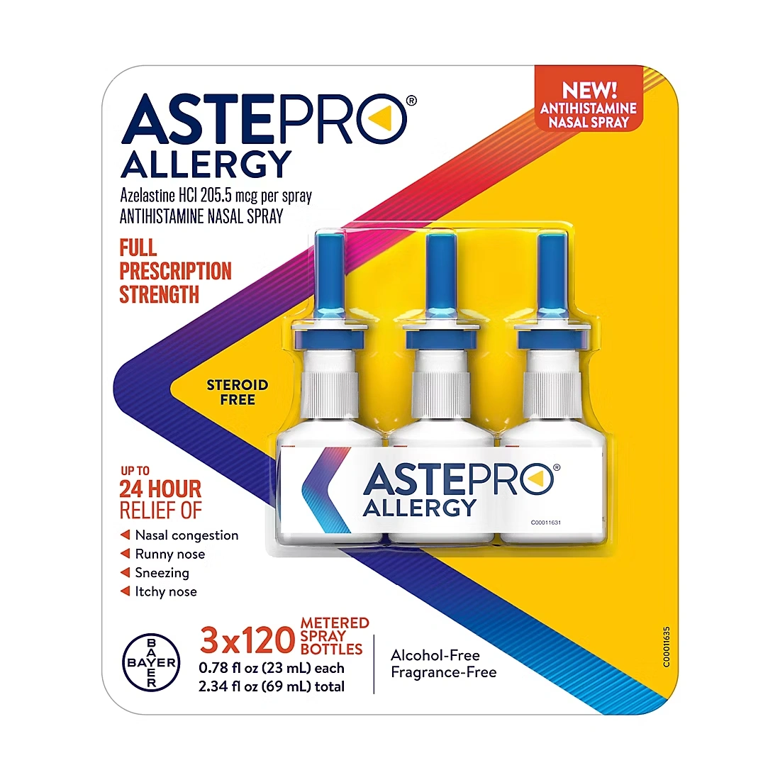 Astepro Allergy Steroid Free Antihistamine Nasal Spray, 3 pk.