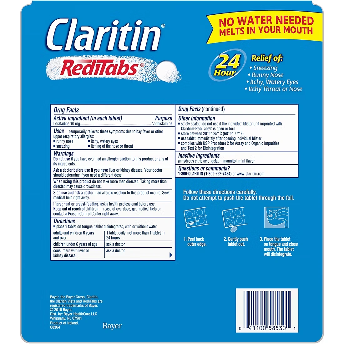 Claritin RediTabs Non-Drowsy Allergy Relief Tablets, 70 ct.