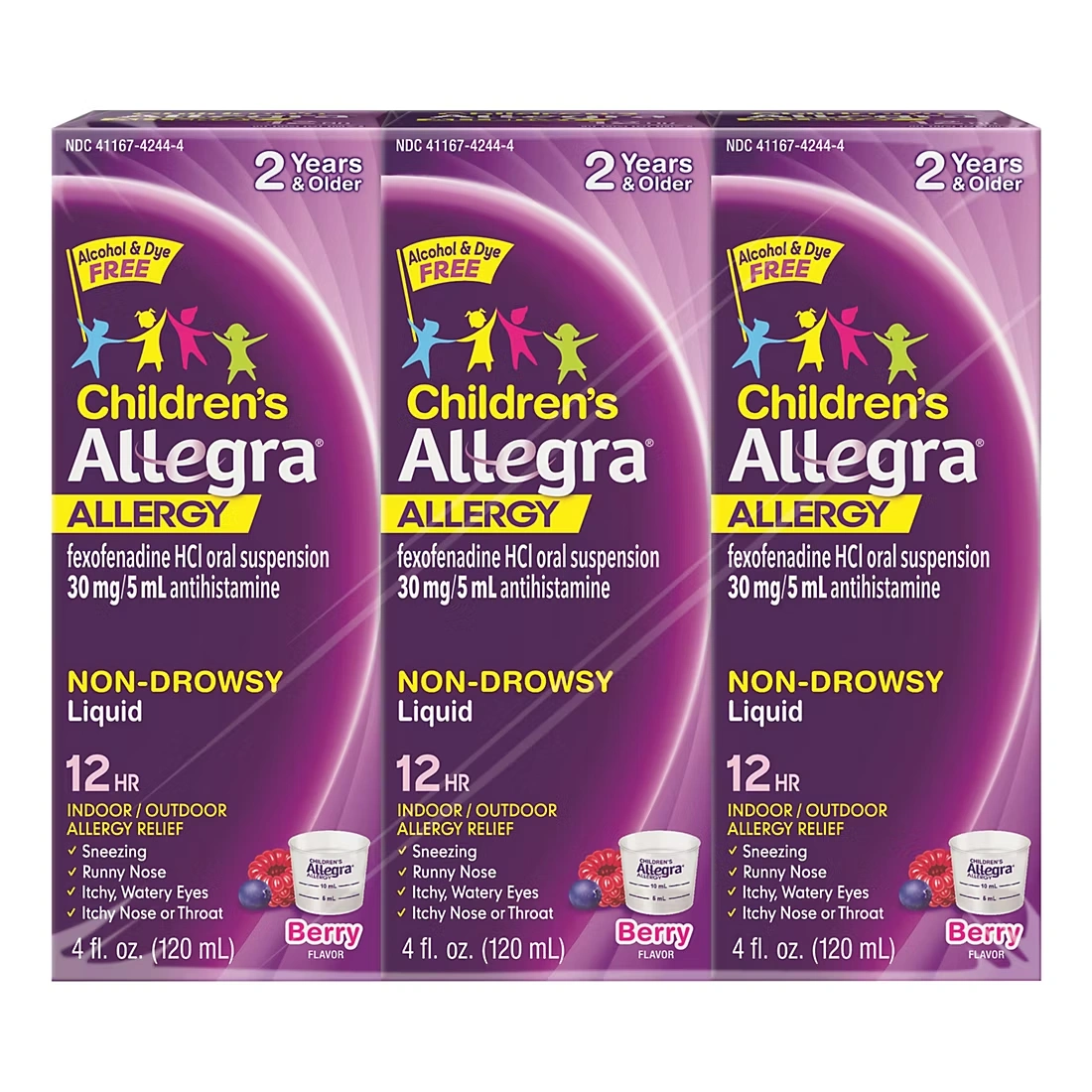 Allegra Children's Dye-Free 12-Hour Allergy Relief Liquid, 3 ct./4 fl. oz.