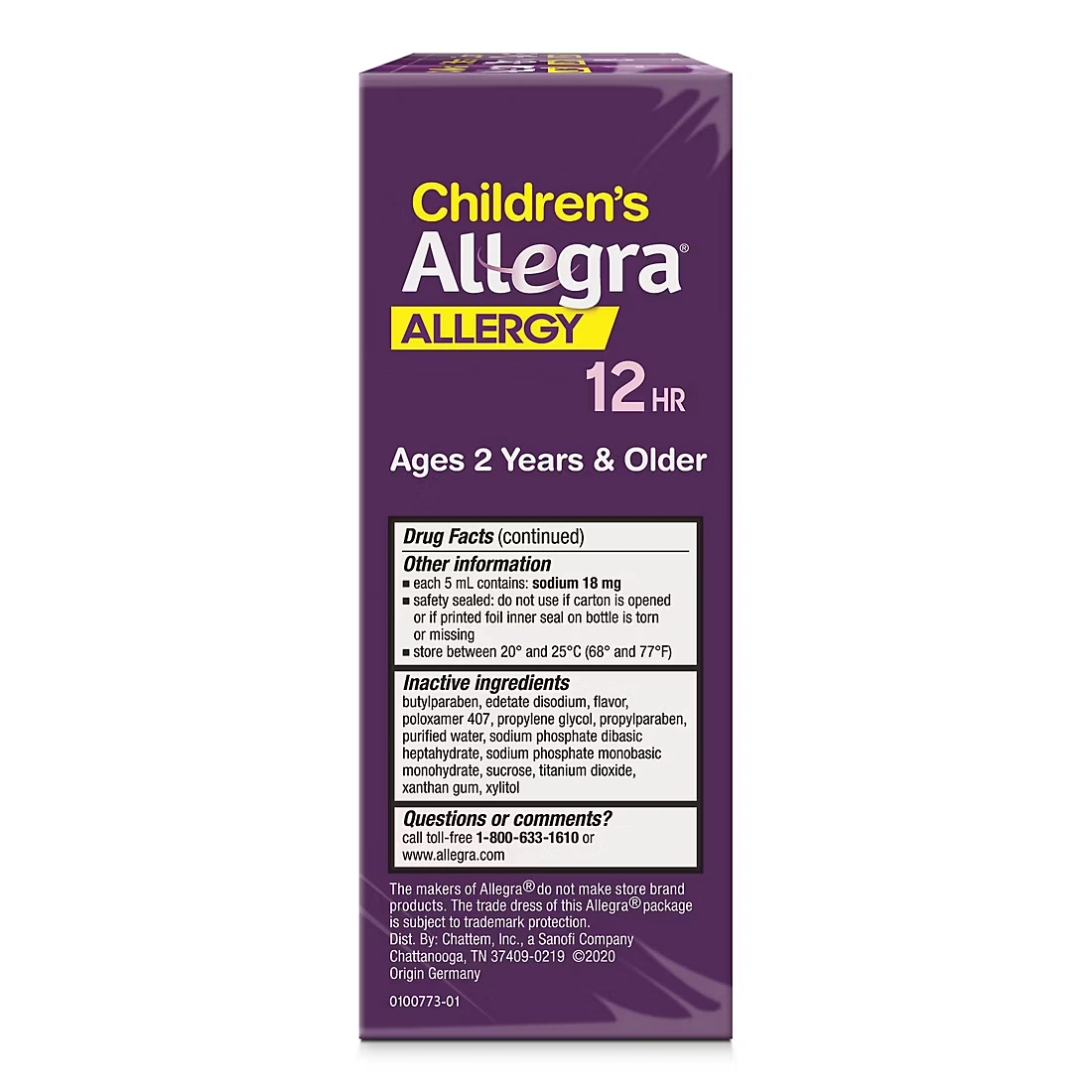 Allegra Children's Dye-Free 12-Hour Allergy Relief Liquid, 3 ct./4 fl. oz.