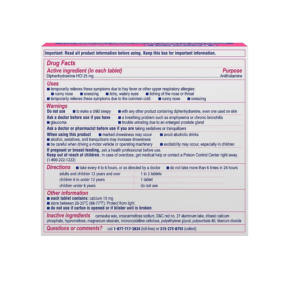 Benadryl Ultratab Antihistamine Allergy Medicine Tablets, 3 pk./48 ct.