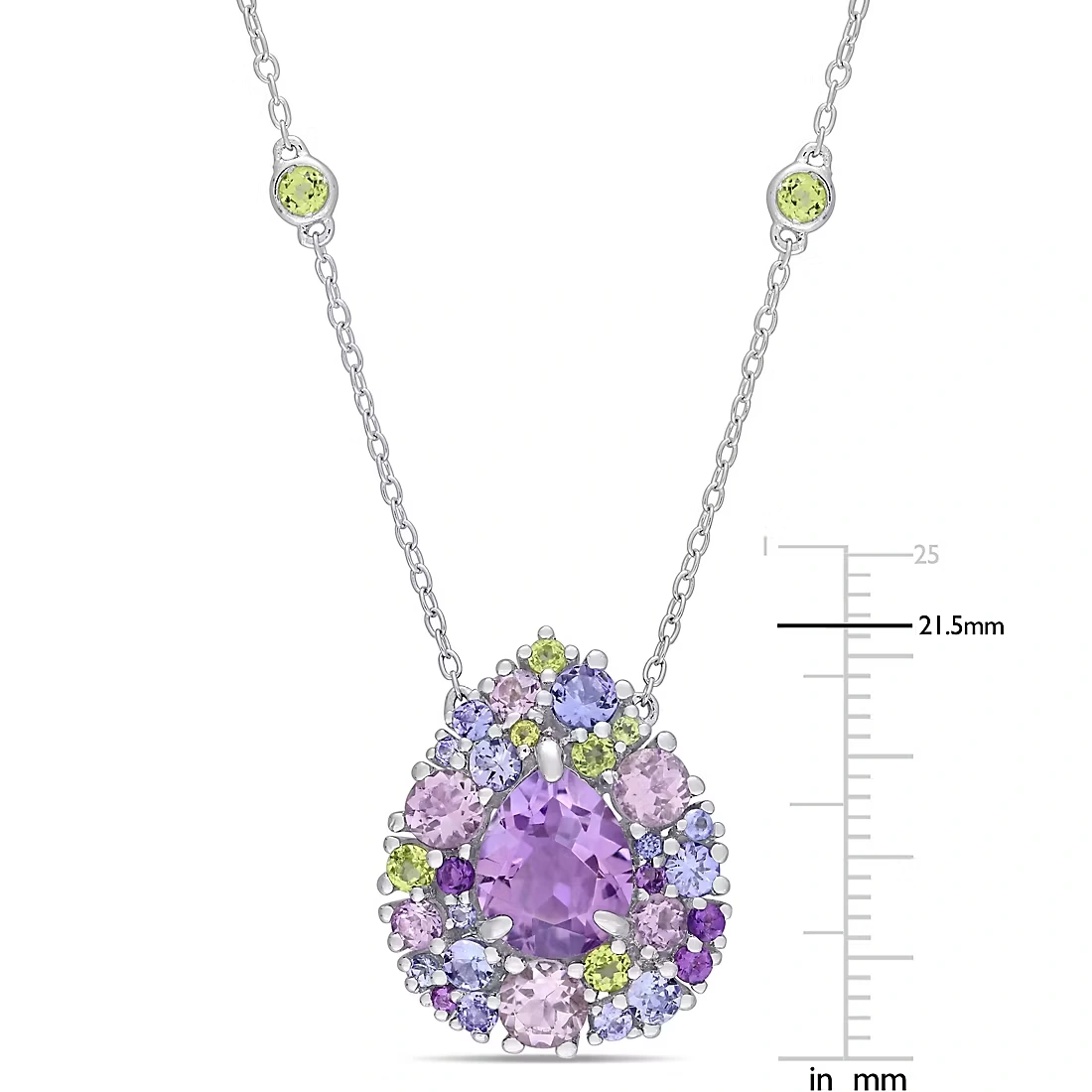4.62 ct. t.g.w. Multi Gemstone Teardrop Cluster Necklace in Sterling Silver 3 4.62 ct. t.g.w. Multi Gemstone Teardrop Cluster Necklace in Sterling Silver