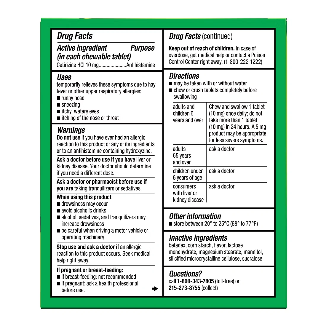 Children's Zyrtec Dye-Free Chewable Tablets, Cetirizine, Dye-Free, Grape, 72 ct.