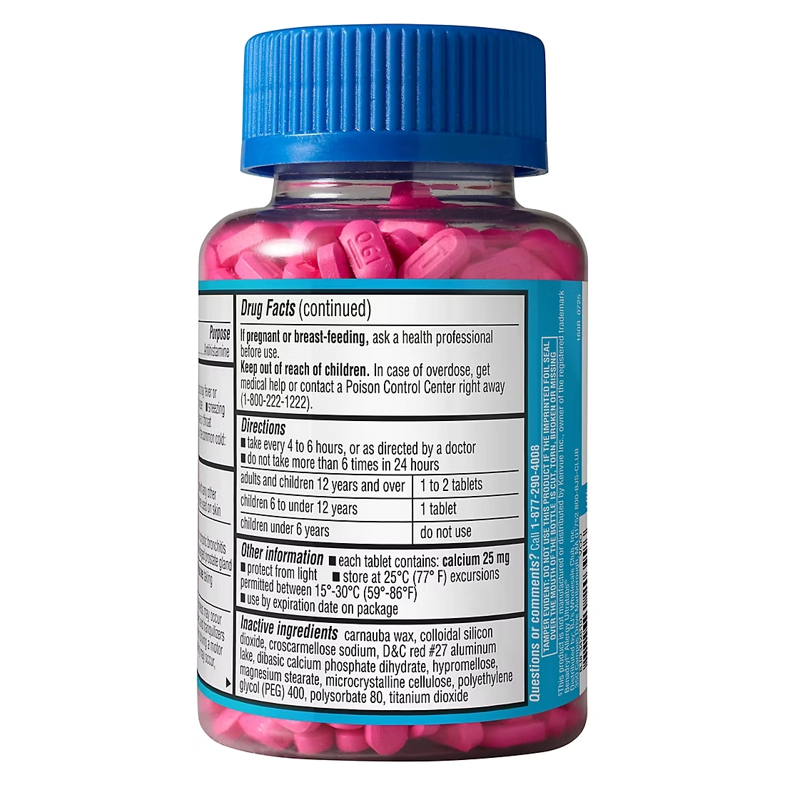 Berkley Jensen 25mg Diphenhydramine Hydrochloride Antihistamine Tablets, 600 ct.