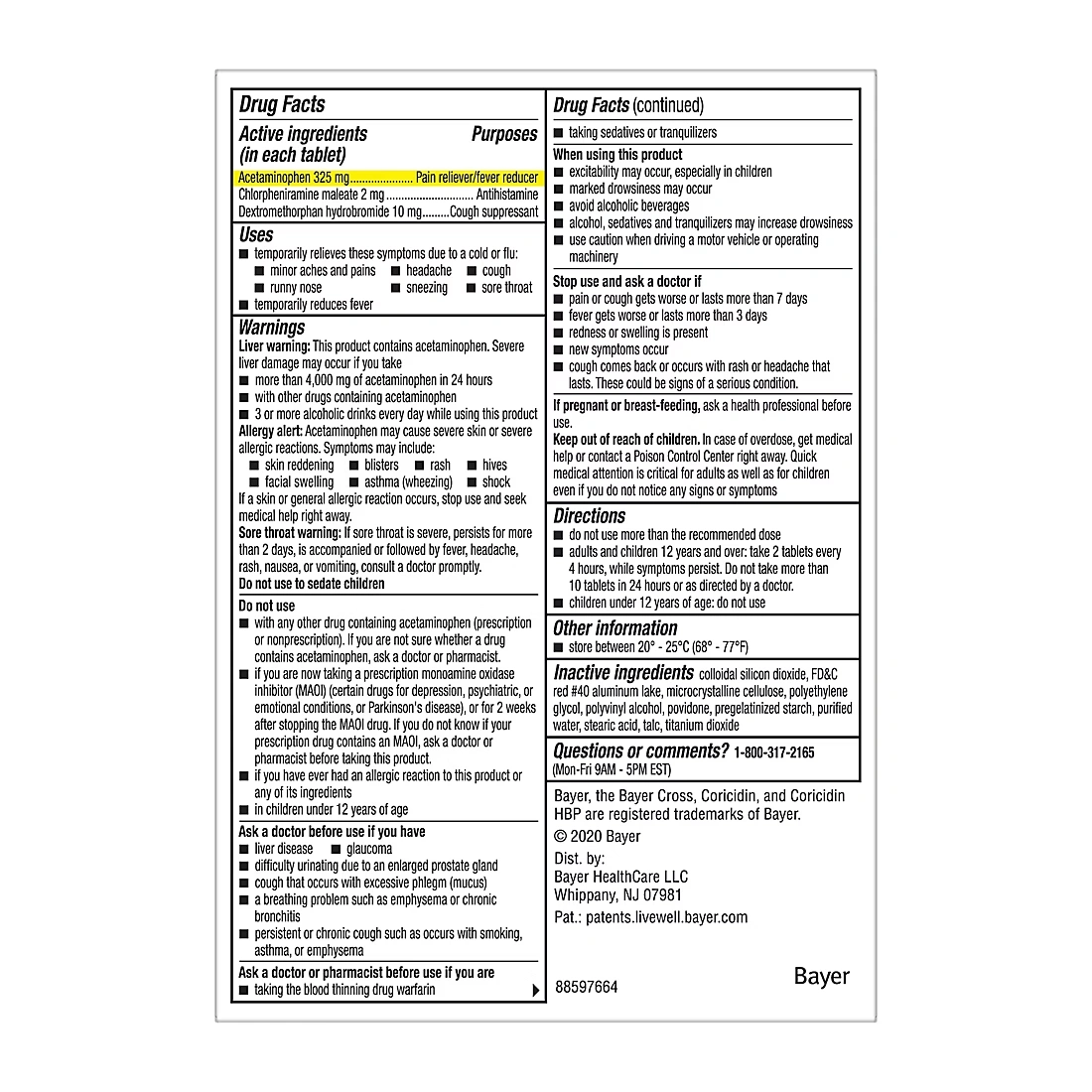 Coricidin Maximum Strength Multi-Symptom High Blood Pressure Flu Tablets, 48 ct.