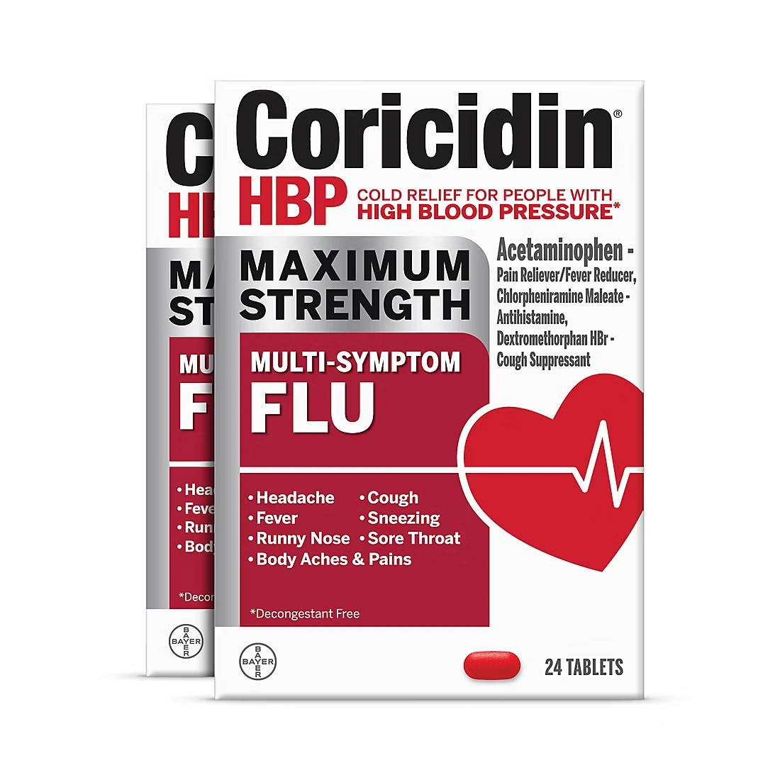 Coricidin Maximum Strength Multi-Symptom High Blood Pressure Flu Tablets, 48 ct.