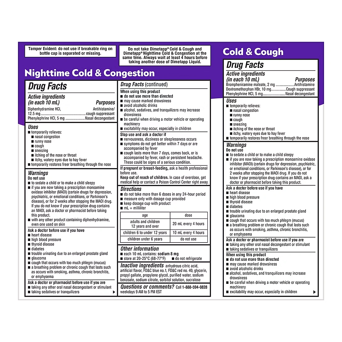 Dimetapp Cold & Cough, Dimetapp Nighttime Cold & Congestion, Combo Pack, 3 pk./4 fl. oz.