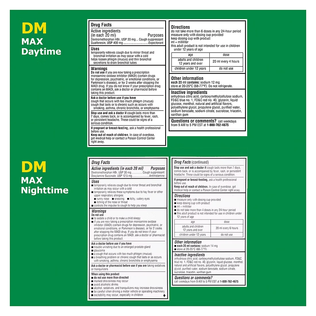 Robitussin DM Max Cough Plus Chest Congestion & Robitussin Maximum Strength Nighttime Cough DM Multi-Pack 2 Robitussin DM Max Cough Plus Chest Congestion & Robitussin Maximum Strength Nighttime Cough DM Multi-Pack