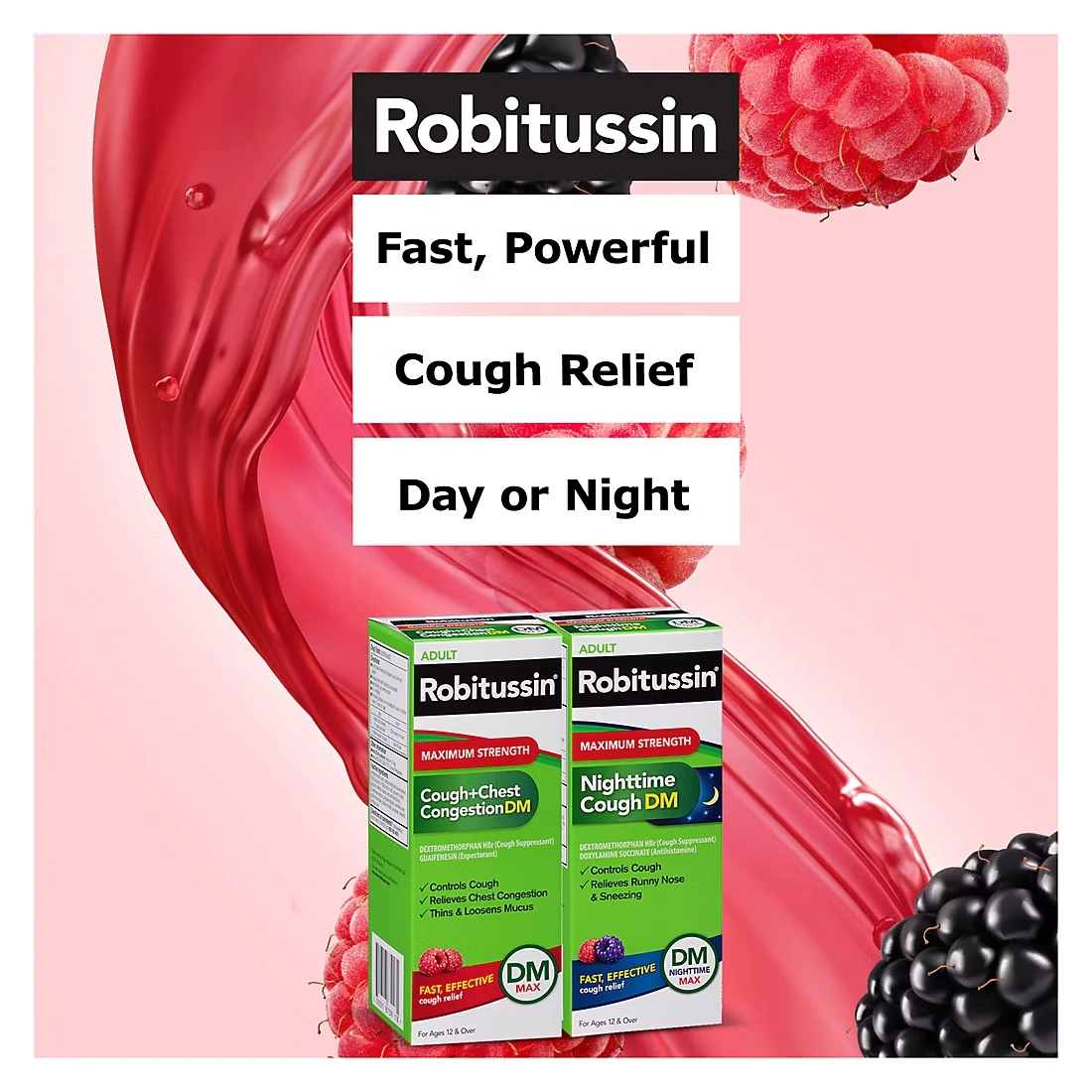 Robitussin DM Max Cough Plus Chest Congestion & Robitussin Maximum Strength Nighttime Cough DM Multi-Pack 5 Robitussin DM Max Cough Plus Chest Congestion & Robitussin Maximum Strength Nighttime Cough DM Multi-Pack