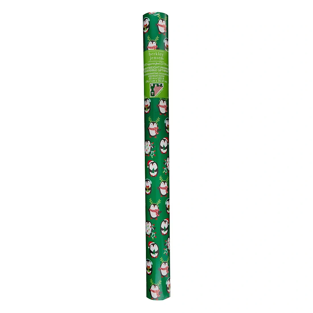 Berkley Jensen 300 sq. ft. Reversible Christmas Gift Wrap, Penguin and Stripes
