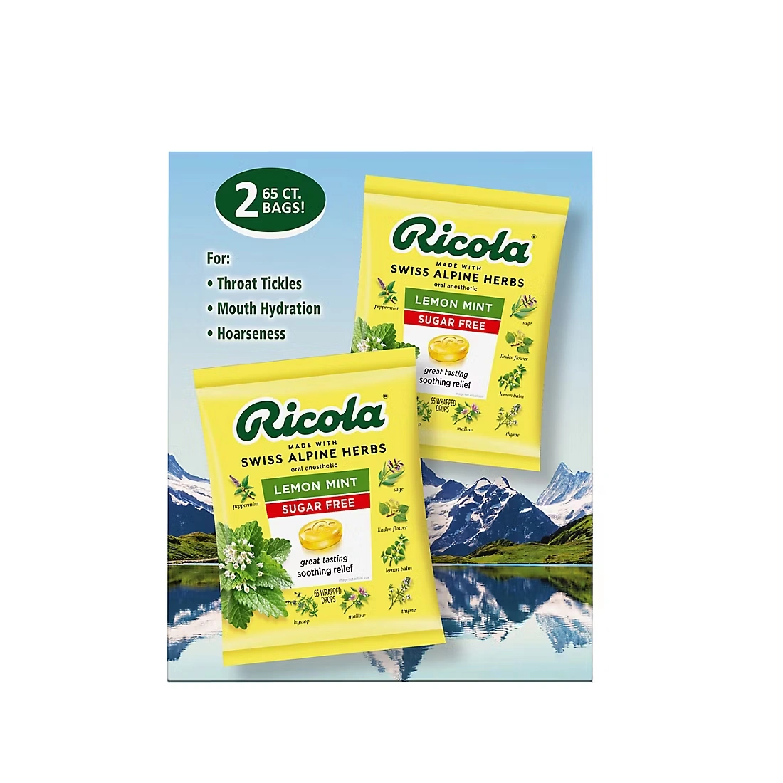 Ricola Sugar-Free Lemon Mint Herb Throat Drops, 130 ct.