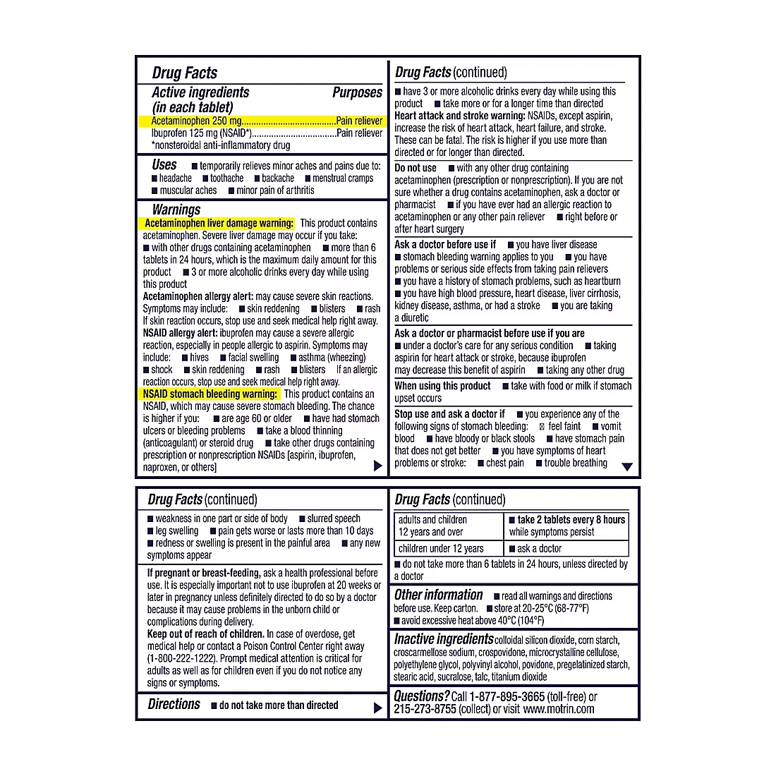 Motrin Dual Action with Tylenol, Ibuprofen & Acetaminophen, 160 ct.