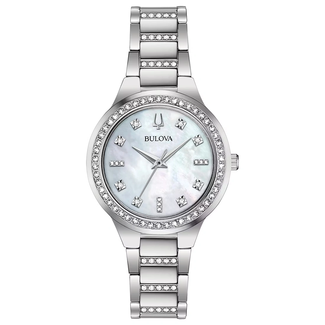 Bulova Womens Crystal Collection Stainless Crystal Accent Watch & Crystal Necklace Box Set