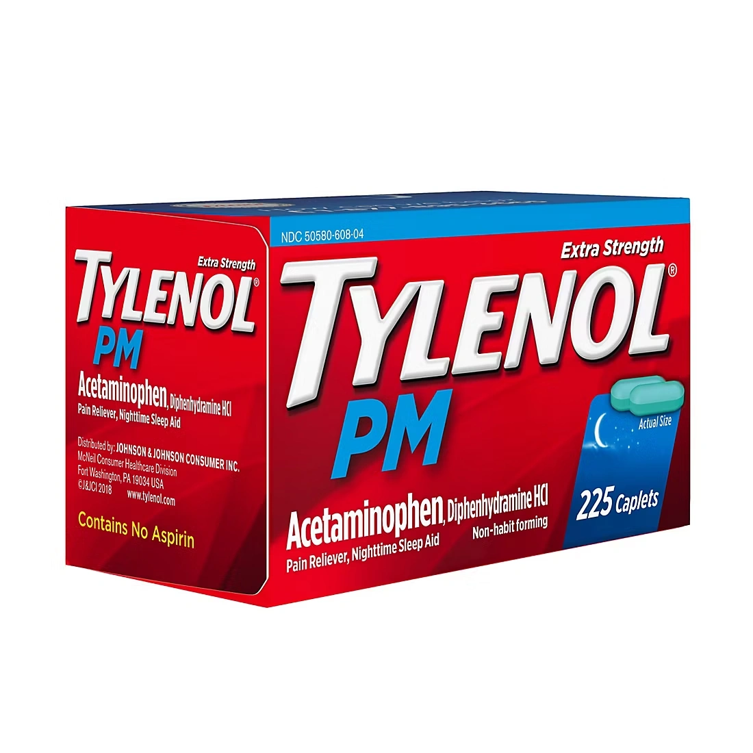 Tylenol PM Extra Strength Pain Reliever & Sleep Aid Caplets, 225 ct.