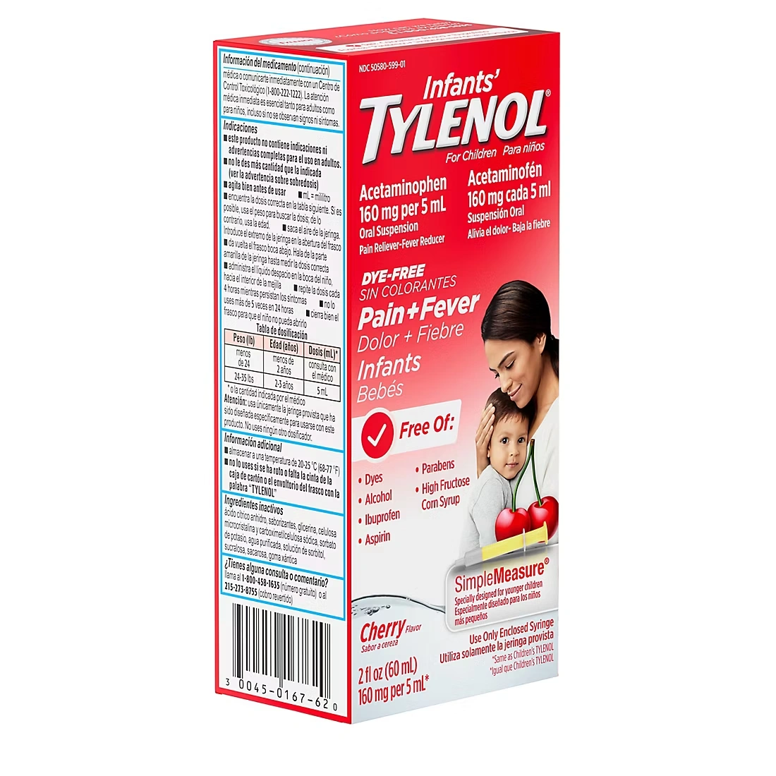 Infants' Tylenol Dye-Free Oral Suspension, Cherry, 2 pk./2 oz.