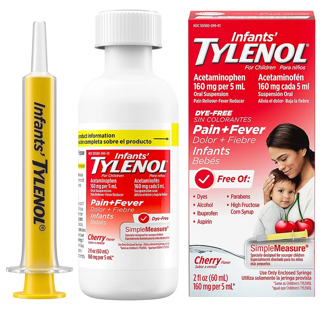 Infants' Tylenol Dye-Free Oral Suspension, Cherry, 2 pk./2 oz.